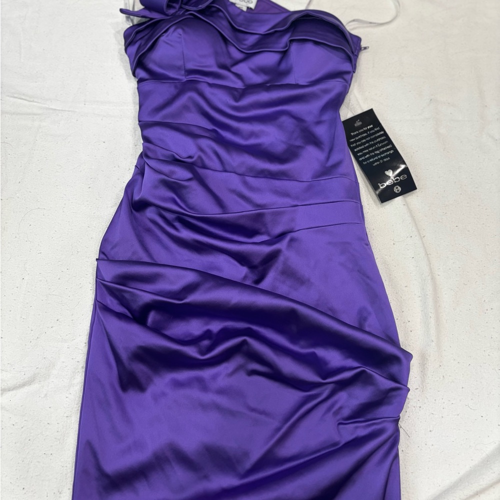 Vintage bebe One Shoulder Purple Dress